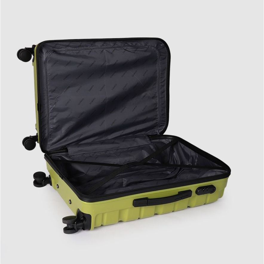 Teakwood Textured ABS 40 L Retractable Hard Luggage Trolley Bag | Lime Green - L and M
