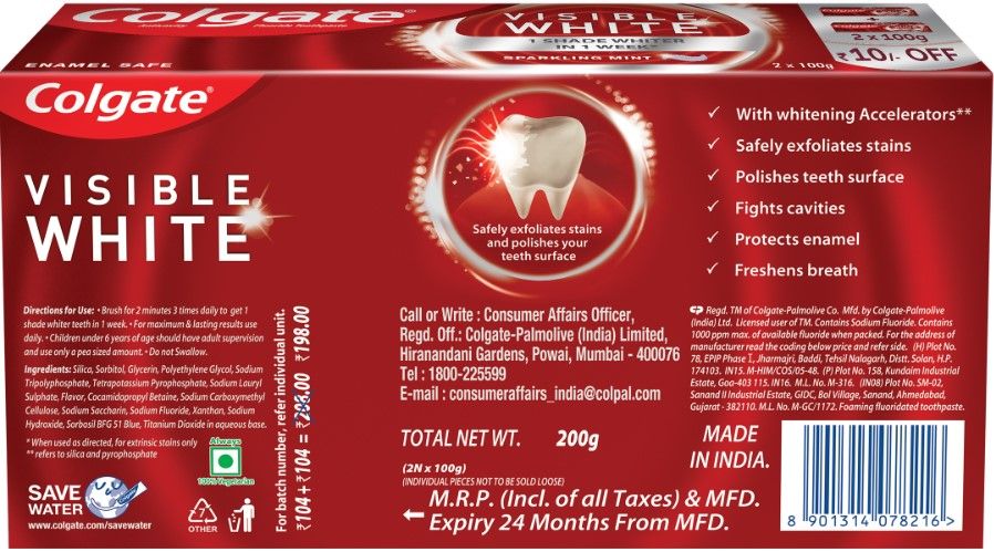 Colgate Visible White Instant Toothpaste 