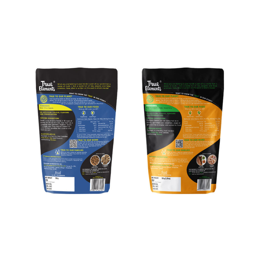 True Elements Chia Seeds Raw - True Elements Pumpkin Raw Seeds Combo