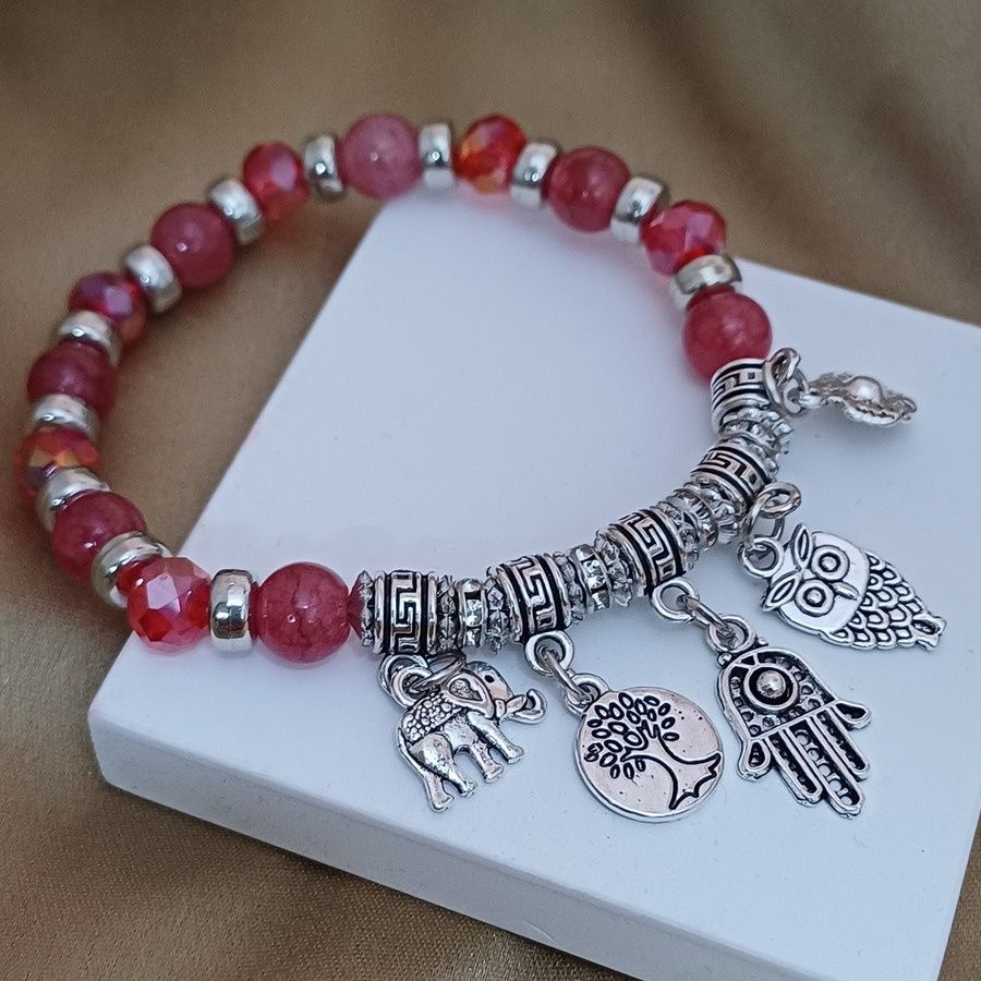Gullak Glass Beads Metal Charms Bracelet Assorted Colours