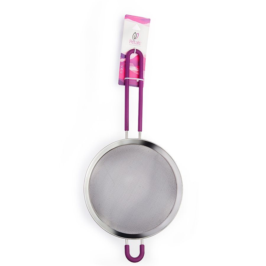 Petals SS Juice Soup Rice Vegetable Strainer Drainer with Silicone Handle | 14 Cm - 5.5 inch