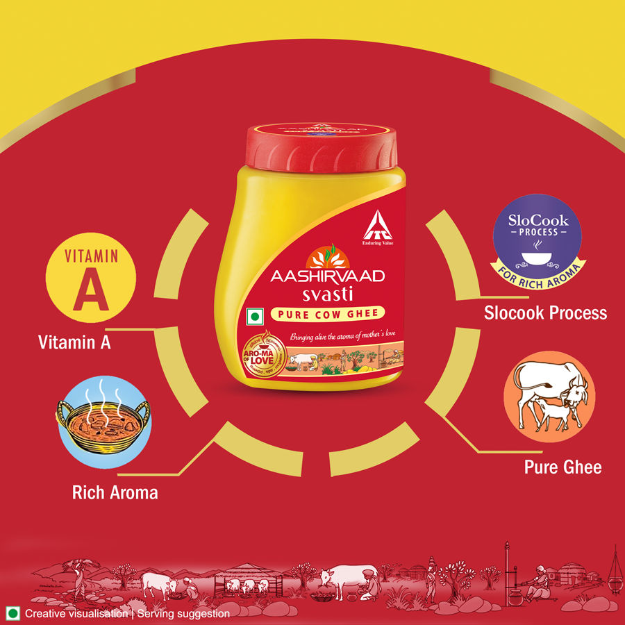 Aashirvaad Pure Cow Ghee, PET Jar, Rich Aroma