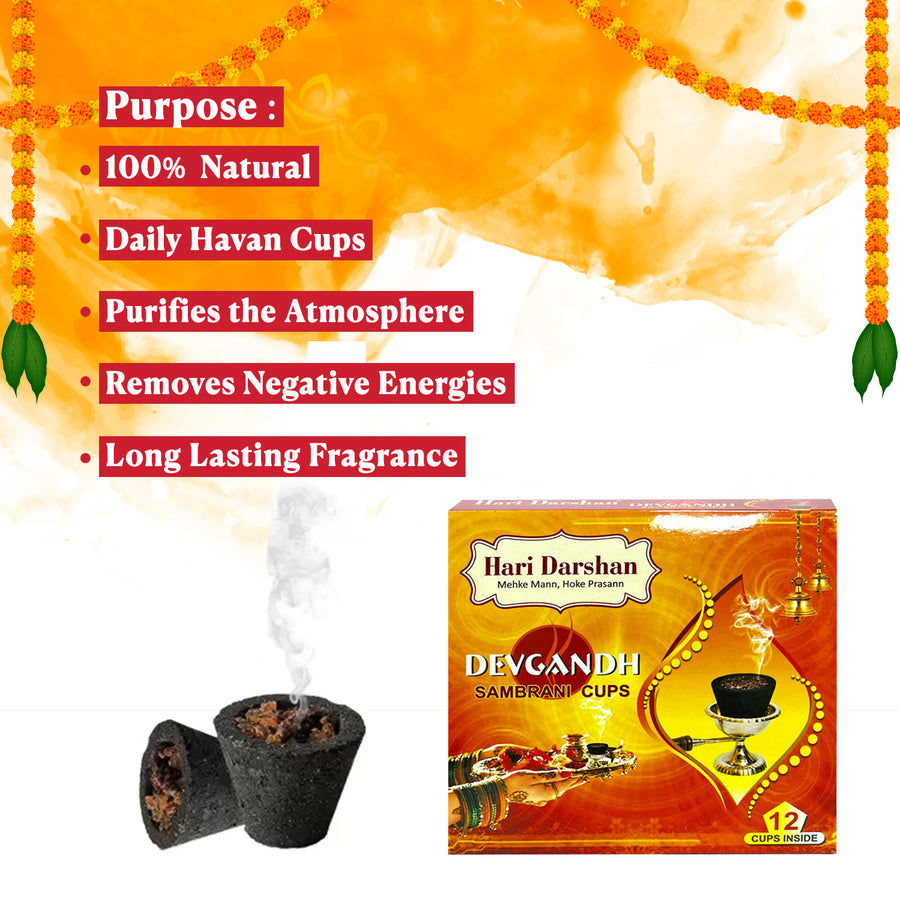Hari Darshan Devgandh Sambrani Cups | 12 pcs