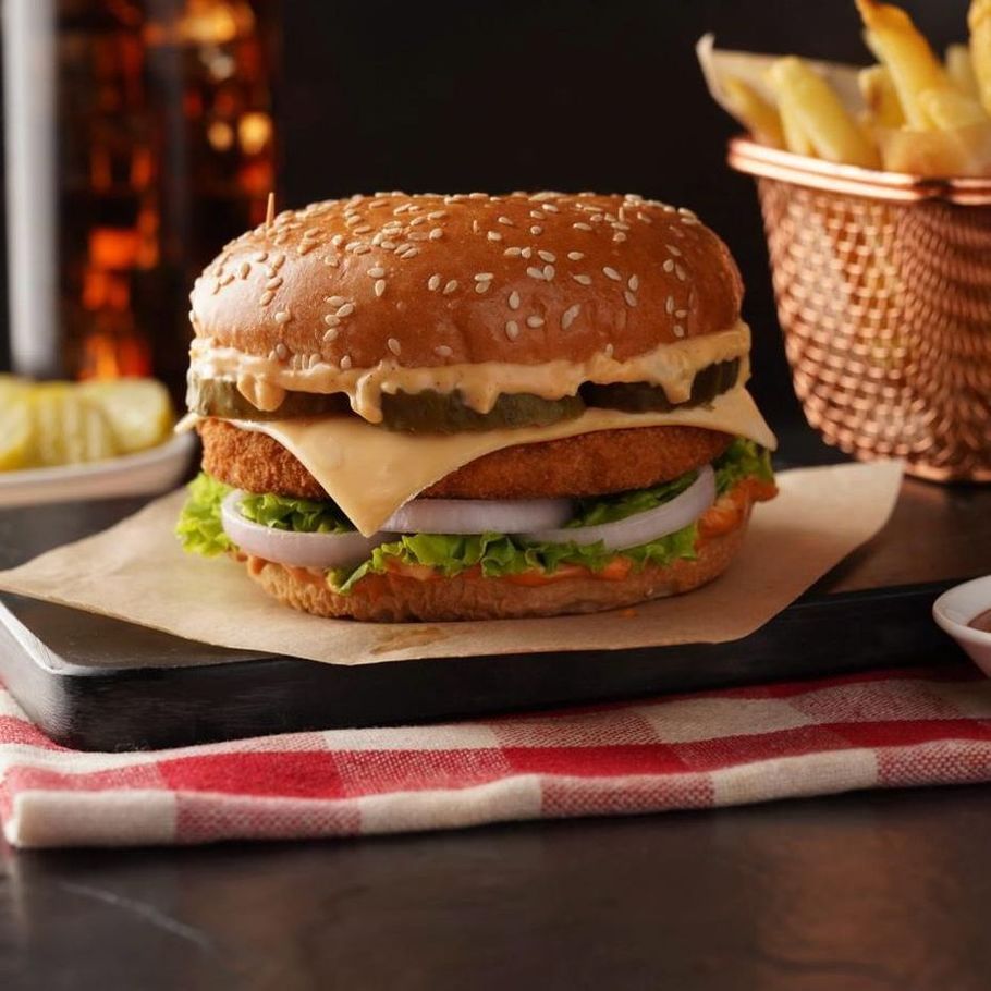 Signature Veg Burger & Classic French Fries & Coca-Cola Soft Drink Can Combo