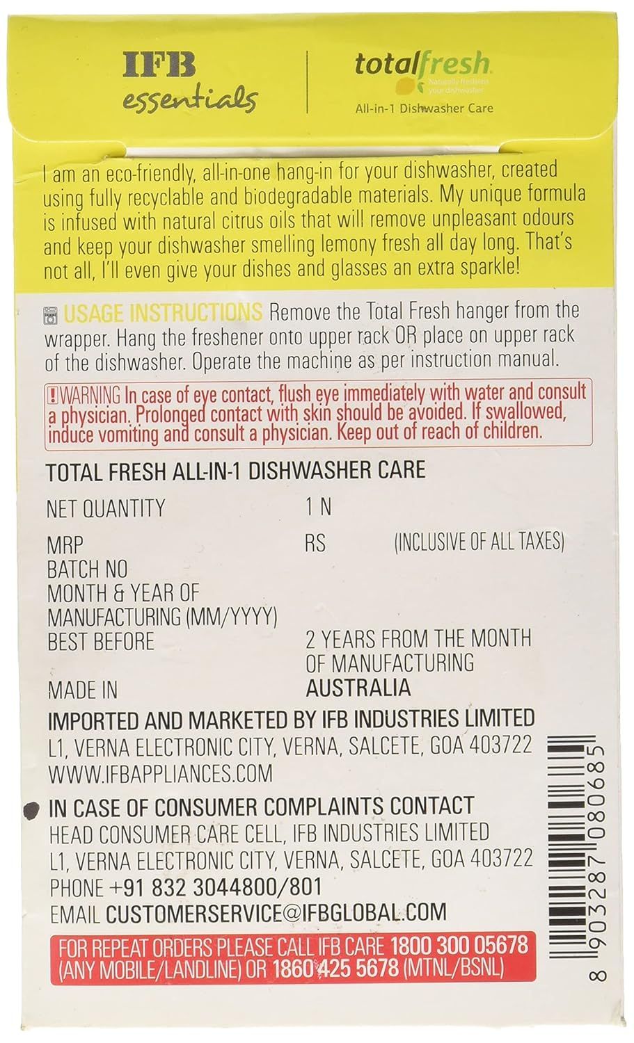 IFB Essentials Sensora Dishwasher Freshener