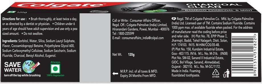 Colgate Charcoal Clean Black Gel Toothpaste - Bamboo Charcoal & Mint