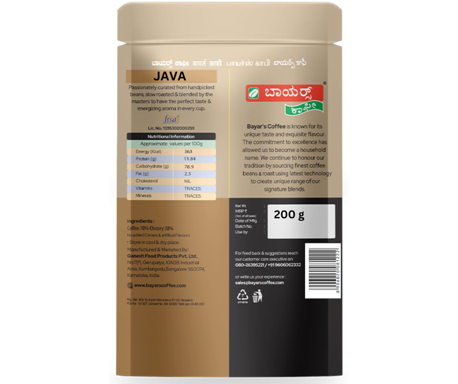Bayar's Coffee Java Chicory Medium Roast Filter Coffee