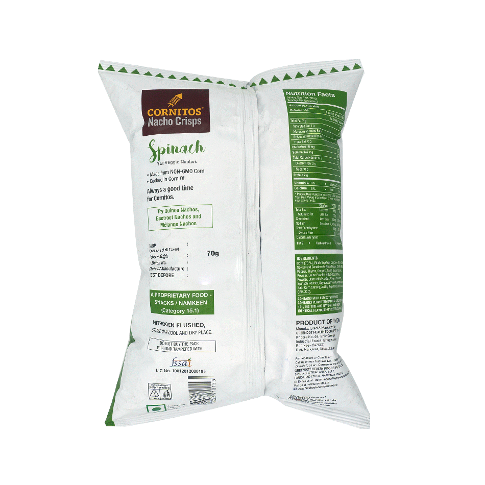 Cornitos Nacho Chips - Spinach 