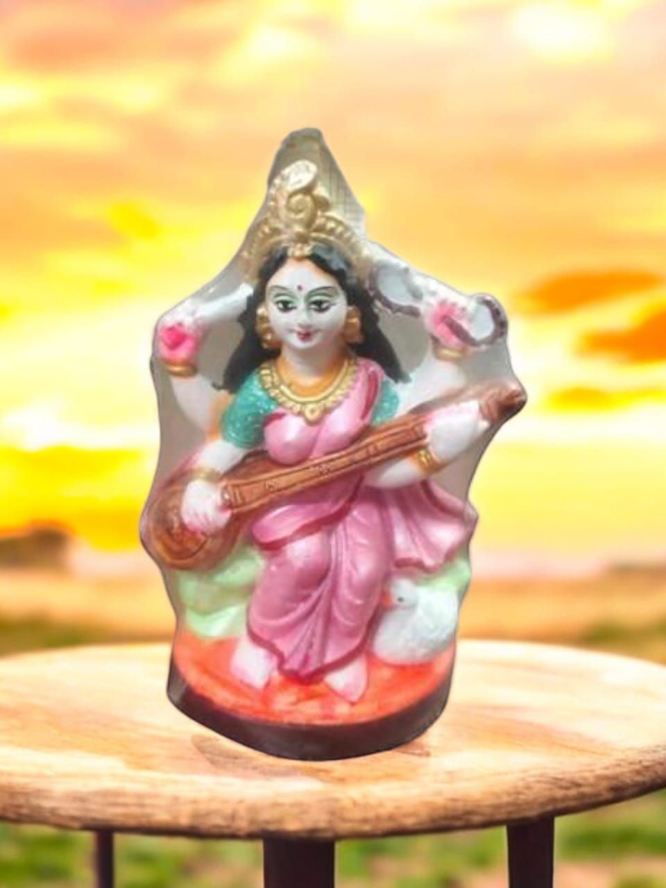Tiyutraditions Saraswati Pooja Clay Idol