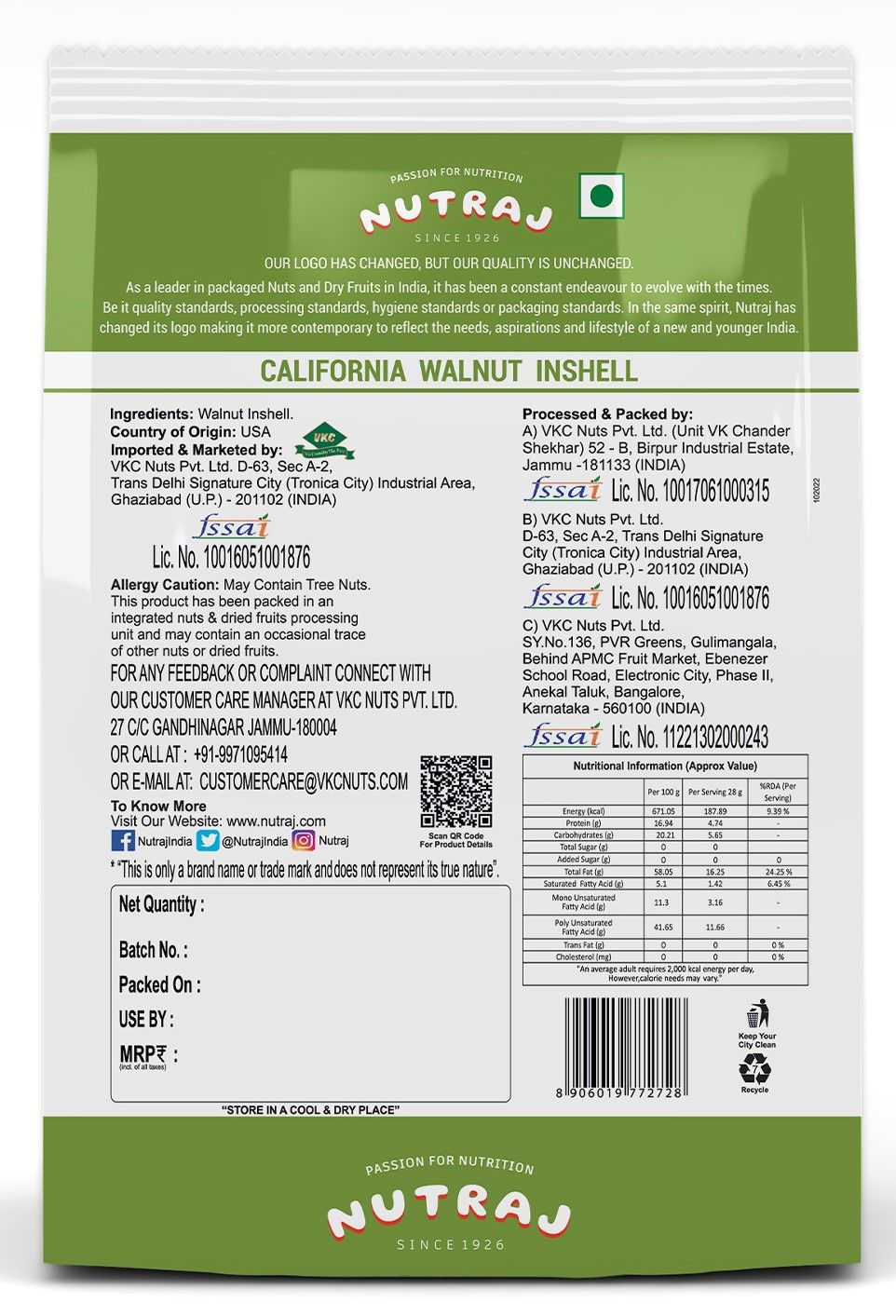Nutraj California Inshell Walnut 1 kg Combo