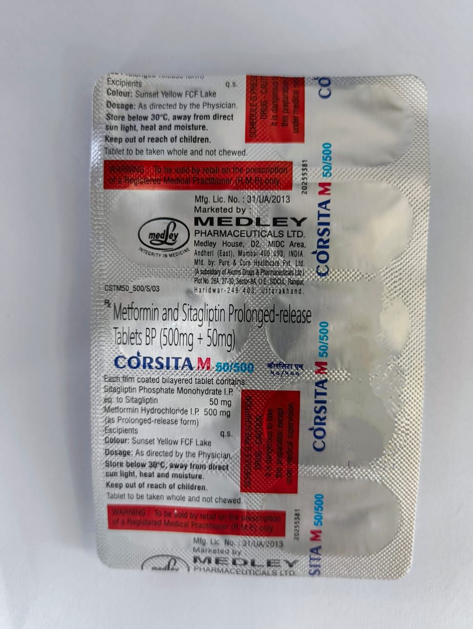 Corsita M 50/500 Tablets PR