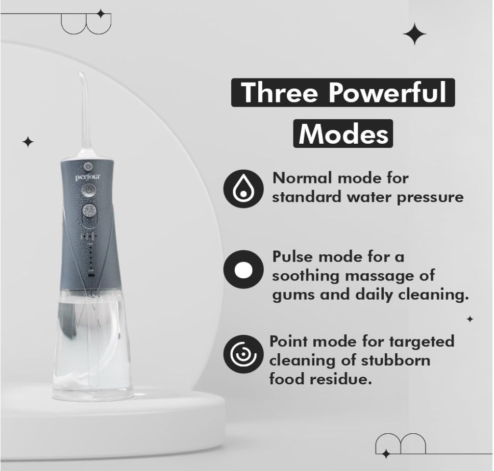 Perfora Power Dental Flosser - 3 Modes & 2 Nozzles