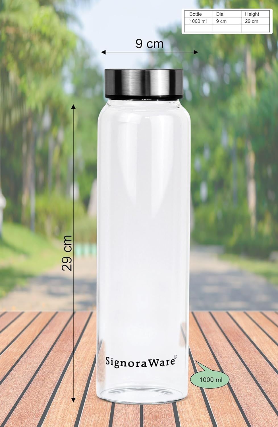 SignoraWare Element Glass Bottle 1000 Ml 1422Clear