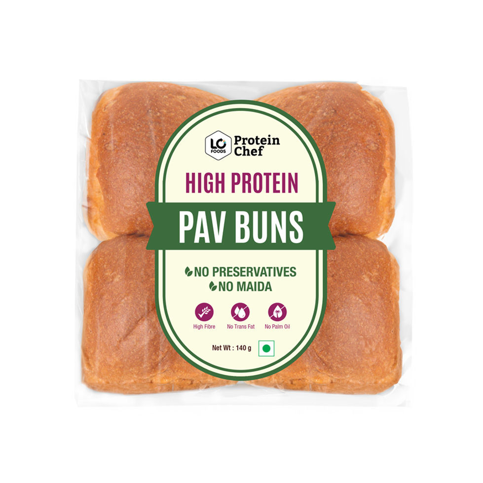 Protein Chef High Protein Pav Bun (Zero Maida, Multigrain) - Made with MP Sharbati Wheat