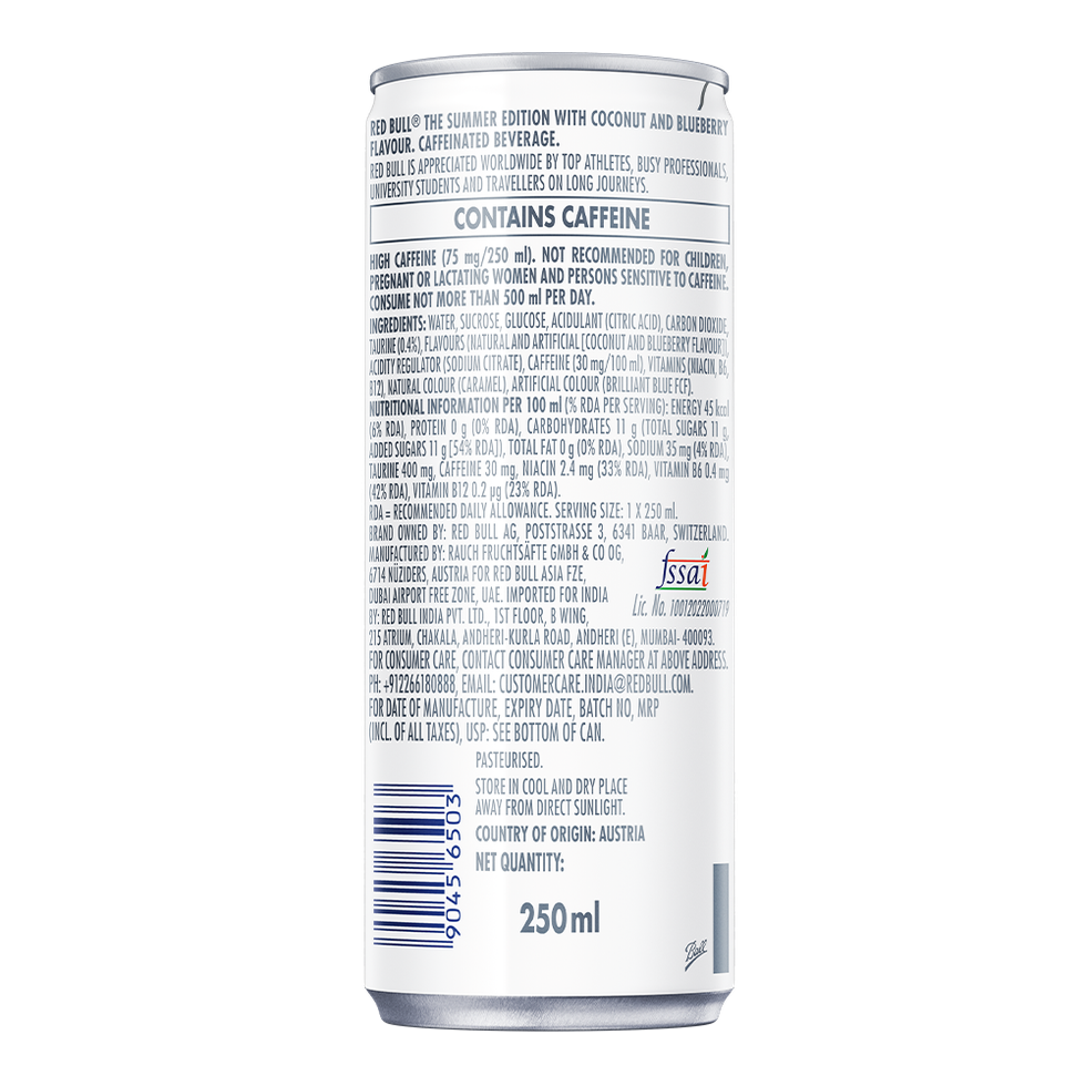 Red Bull Energy Drink | The Summer Edition | Coconut Blueberry Flavour 250 ml Combo
