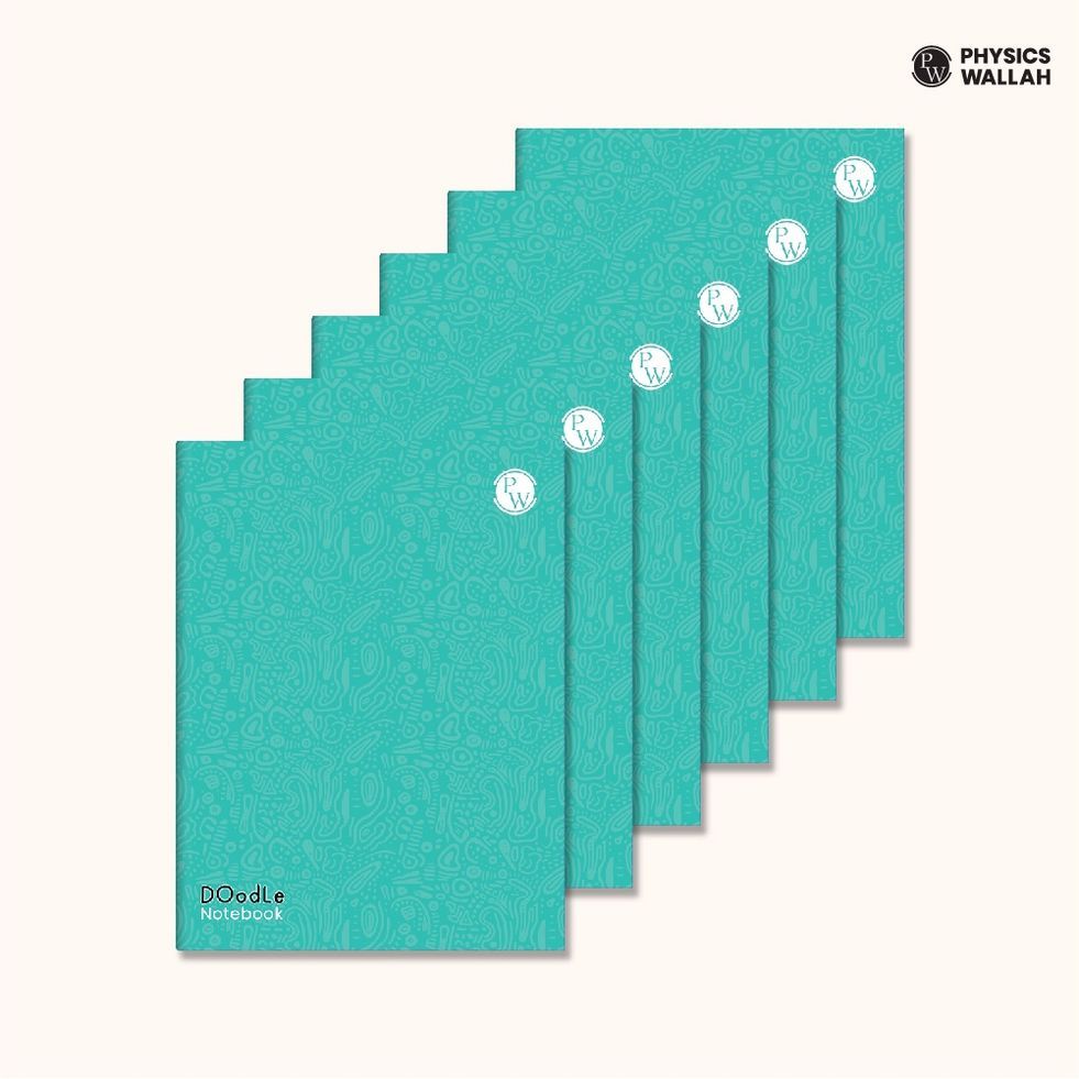 PW Doodle Notebook Set | 6 x 160 Pages, Mixed Formats (Single Line, 4 Line With gap, 1 cm Square)