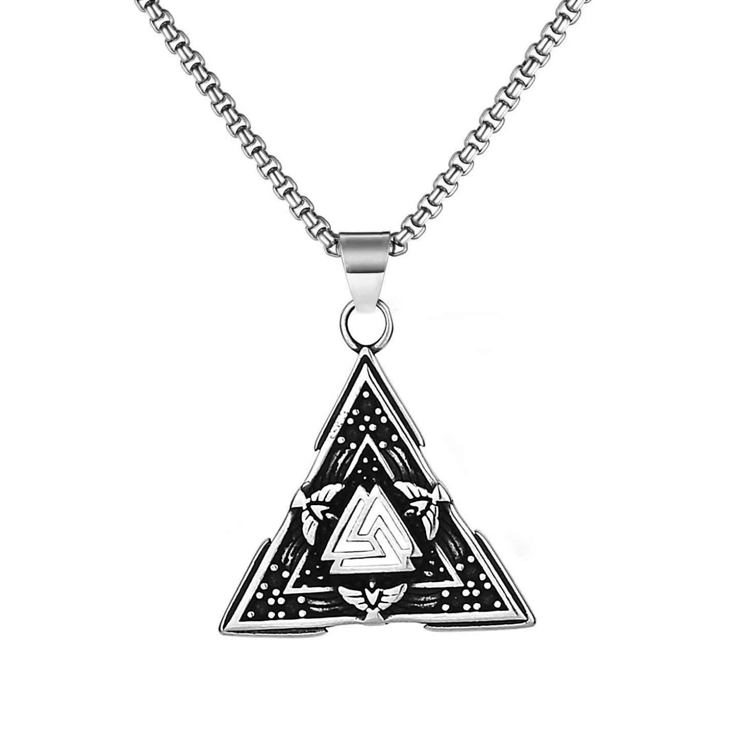Estailo Fashion Mystic Triad Pendant Necklace Geometric Symbol of Power & Balance Mens | MN00008