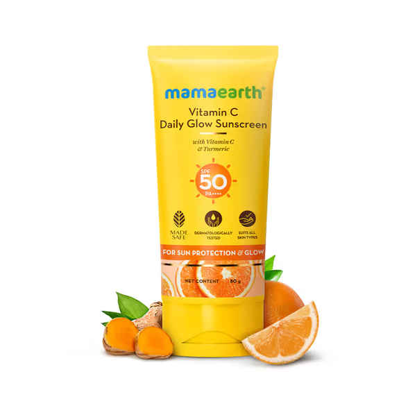 Mamaearth Vitamin C Daily Glow Sunscreen SPF 50 PA+++ for Tan Protection