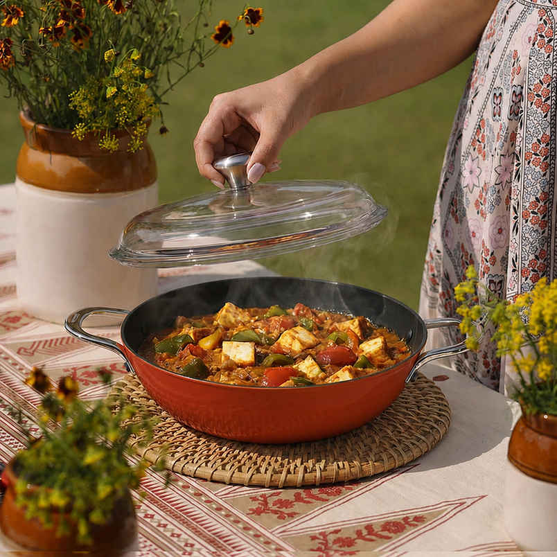 Cumin Co. Cast Iron Kadai Lite with Lid | Frying Kadhai | Rust | 2 L Cumin Co. Cast Iron Kadai Lite with Lid | Frying Kadhai | Rust | 2 L