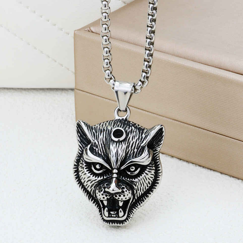 Estailo Fashion Vintage Tribal Alpha Wolf Charm|Bold Mens & Womens Statement Chain | MN00015