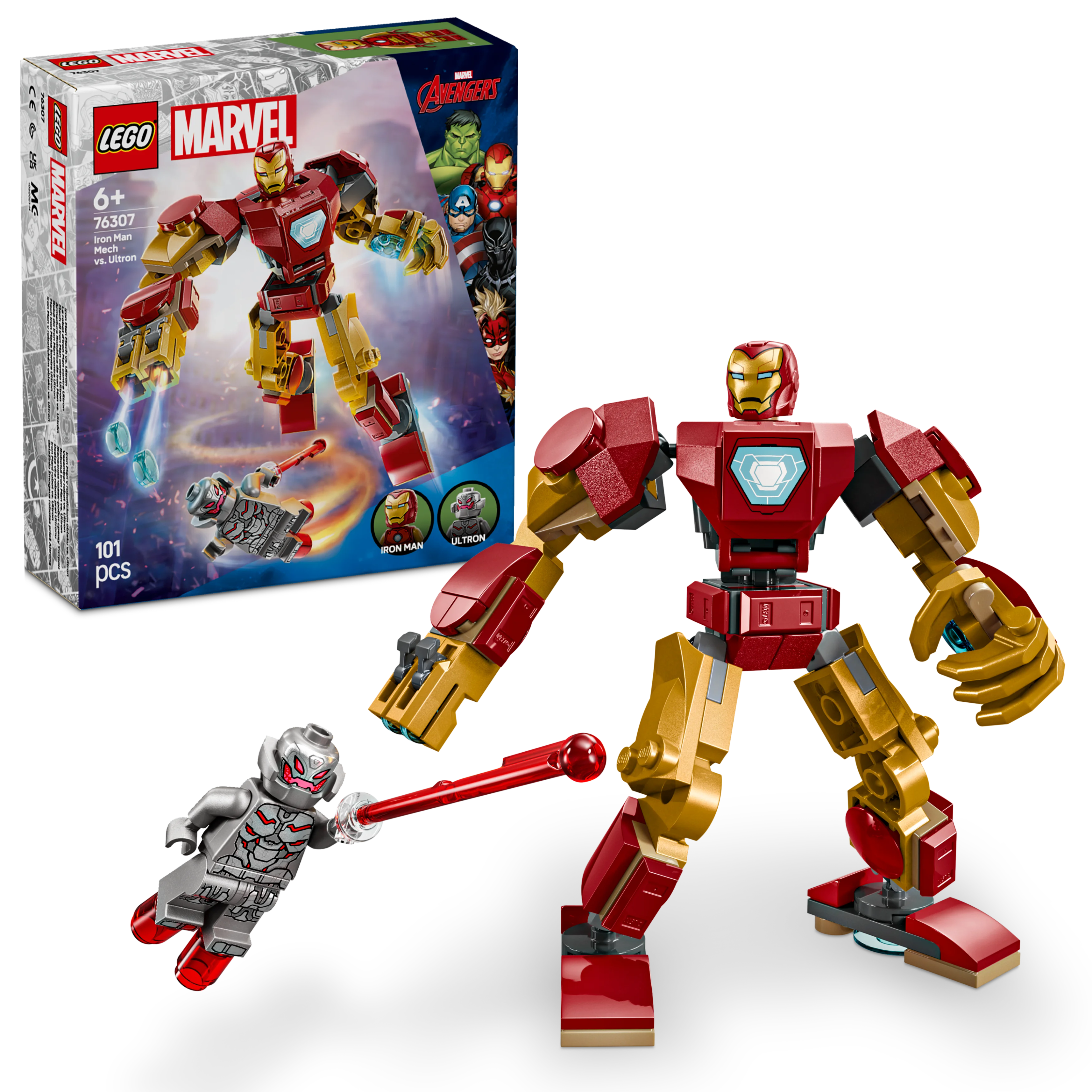 Lego Marvel Iron Man Mech vs Ultron Buildable Super Hero Figure Playset 76307 Building Blocks|6Y+