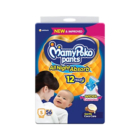Mamypoko Pants All Night Absorb Pant-Style Baby Diapers | Size S (4-8 kg)
