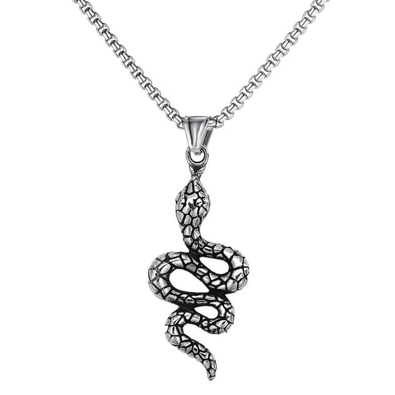 Estailo Fashion Serpent Strike Snake Pendant Necklace for Men - Bold Coiled Design | MN00017 Estailo Fashion Serpent Strike Snake Pendant Necklace for Men - Bold Coiled Design | MN00017