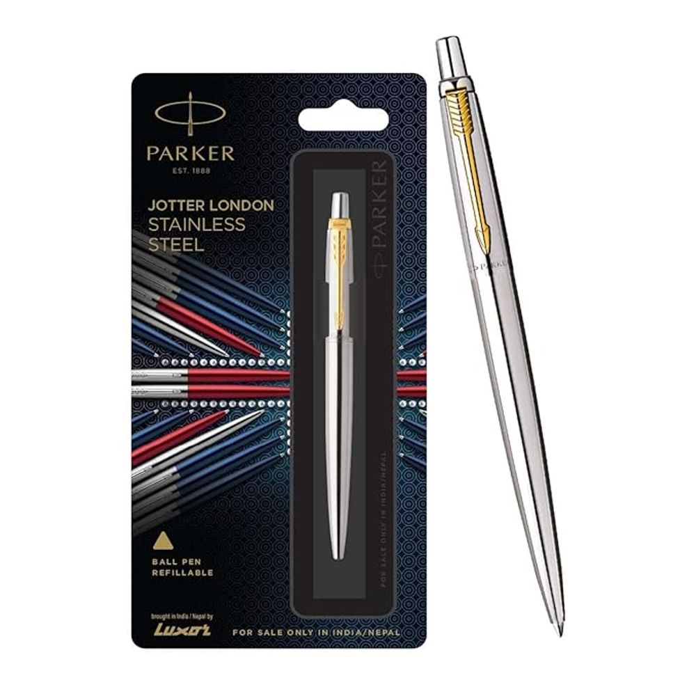 Buy Parker Jotter Stainless Steel Ball Pen Gold Trim (Blue Ink) Online ...