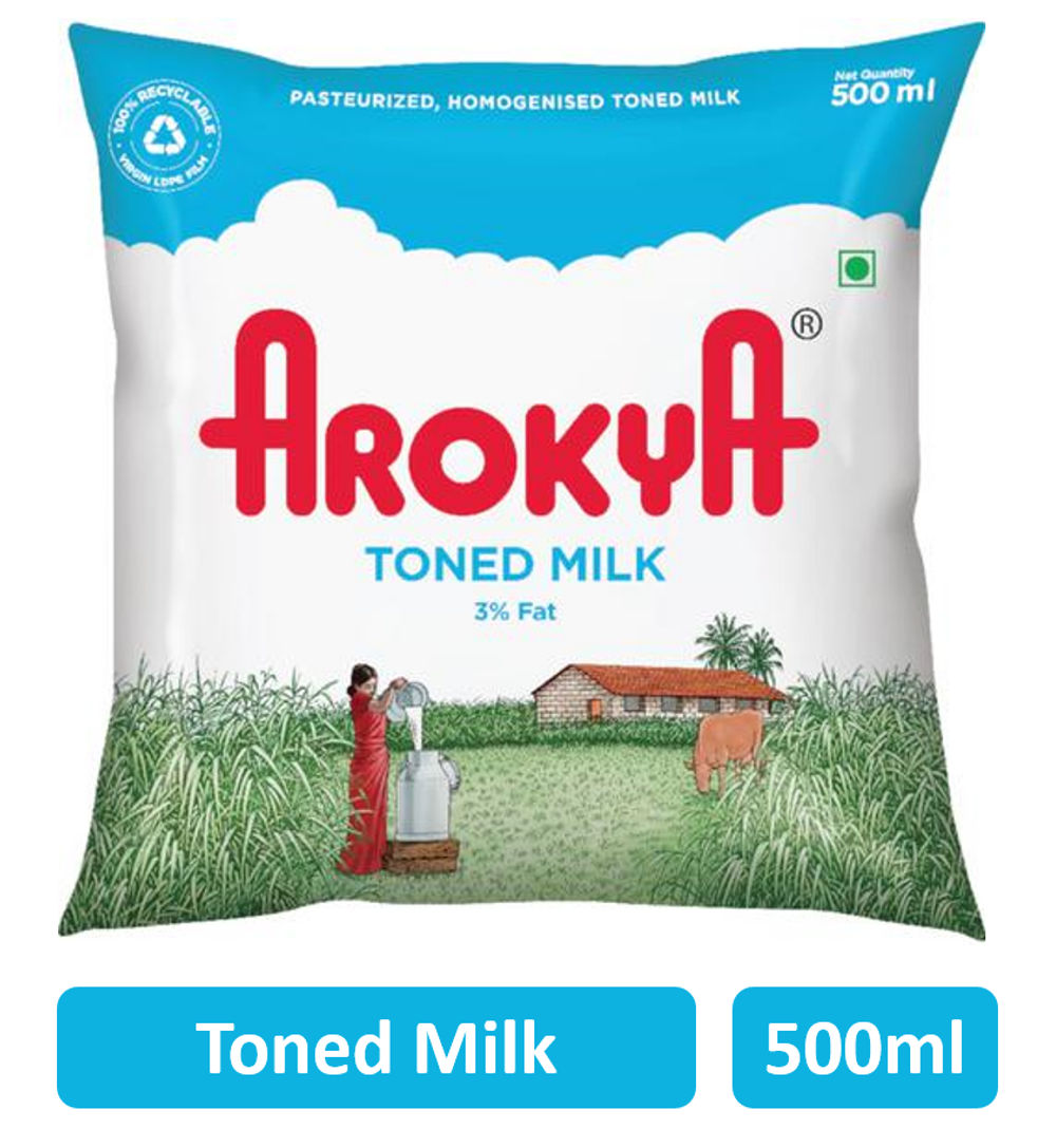 Buy Arokya Toned Fresh Milk (Pouch) Online Price ₹28 Instant