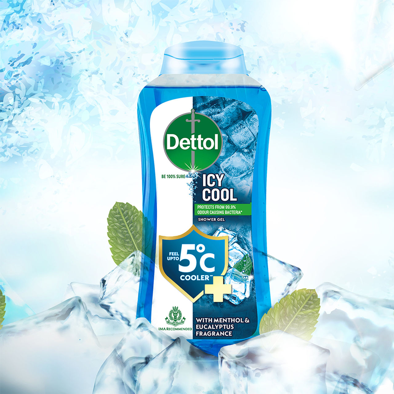 Dettol Icy Cool Body Wash & Shower Gel Bottle with Salicylic Acid for Men | Long Lasting Freshness