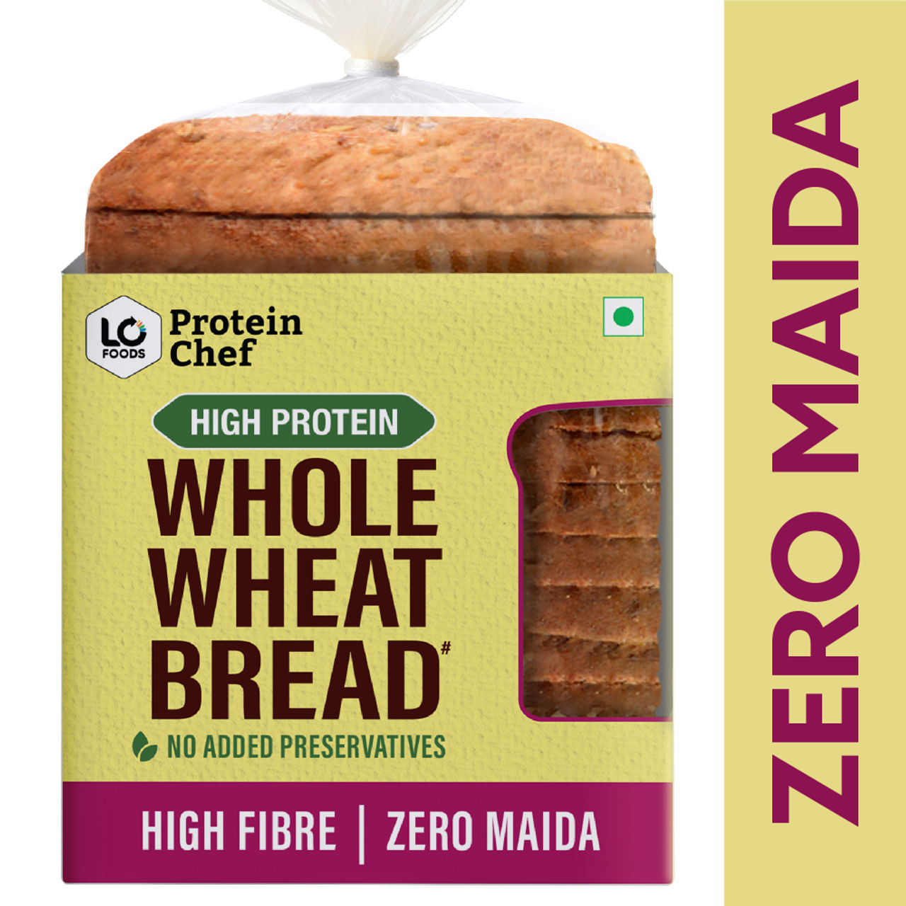 Protein Chef High Fibre 100% Whole Wheat Bread (Zero Maida) - Atta Bread Made MP Sharbati Wheat