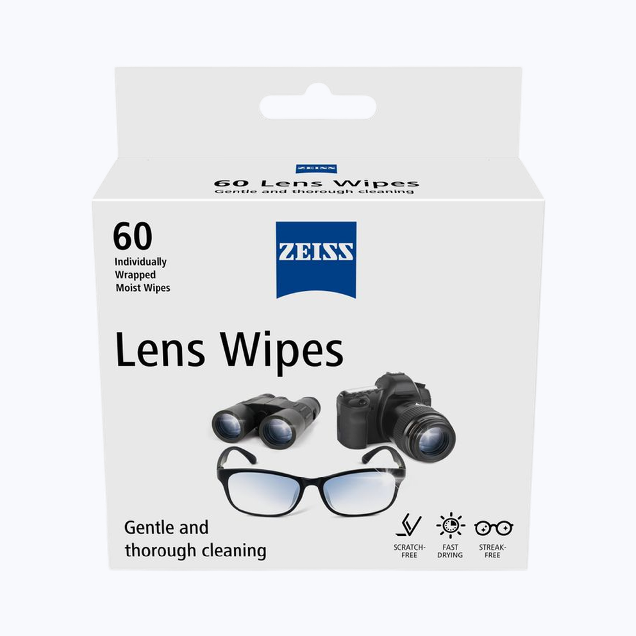 ZEISS Lens Wipes 60ct - Lens Cleaner for Spectacles, Eyeglasses, Sunglasses and Camera Lenses