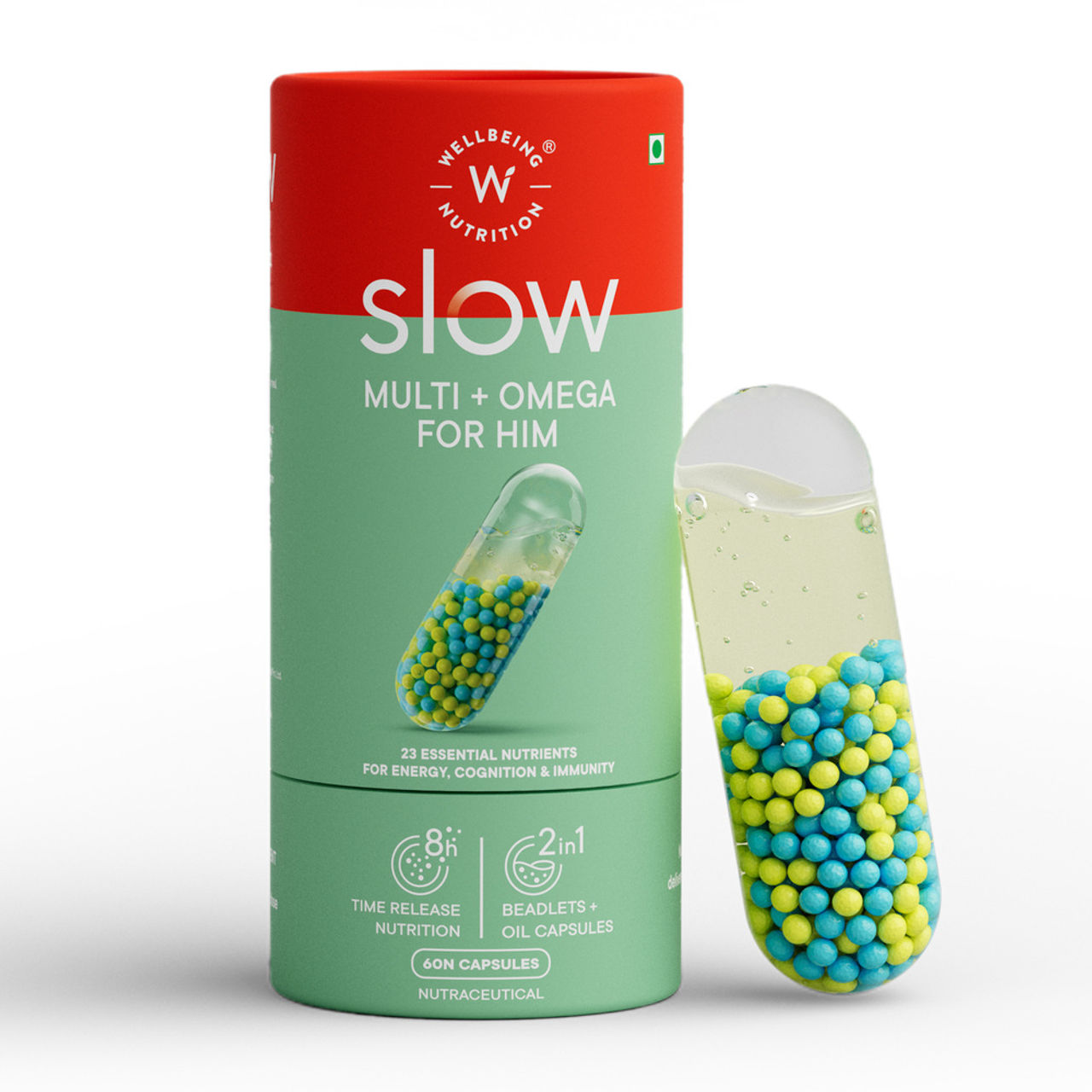 Wellbeing Nutrition Slow Multi + Omega 3 for Him Vitamins & Minerals, 15 Antioxidants & Digestive