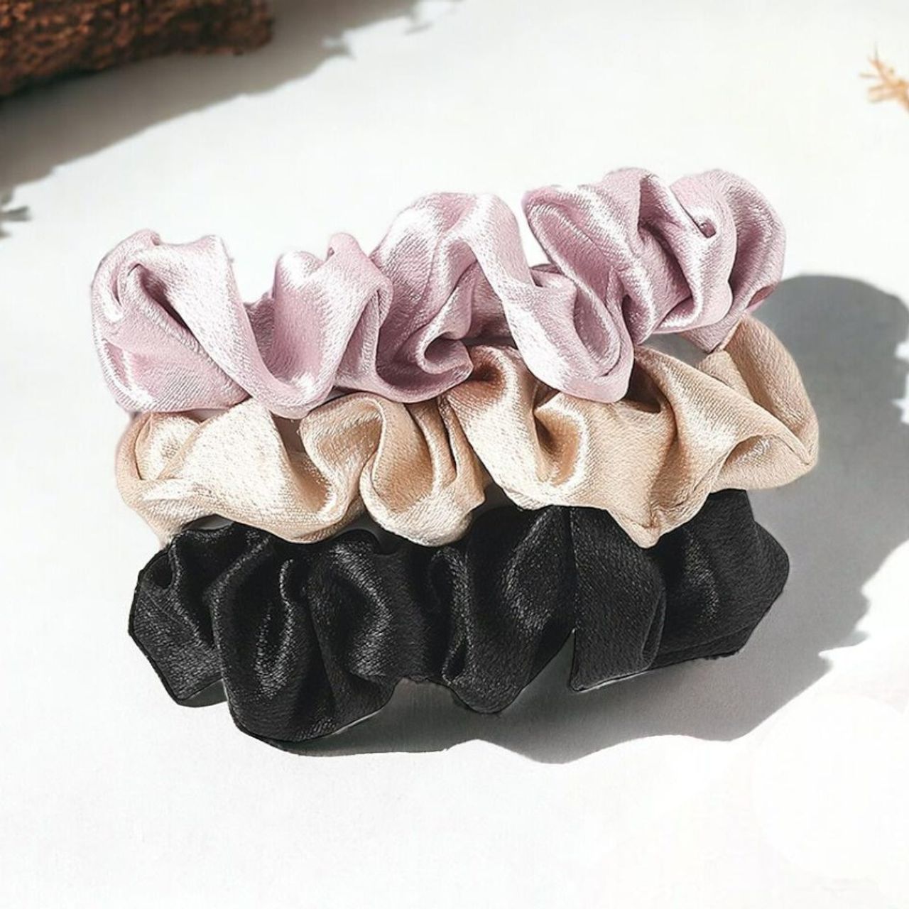 Jewels Galaxy Multicolor Daily-Use Satin Scrunchies (1 Pack 3 Pieces)