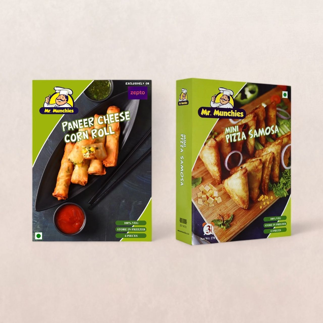 Mr. Munchies Paneer Cheese Corn Roll(250gms) & Mr. Munchies Pizza Samosa(270gms) Combo