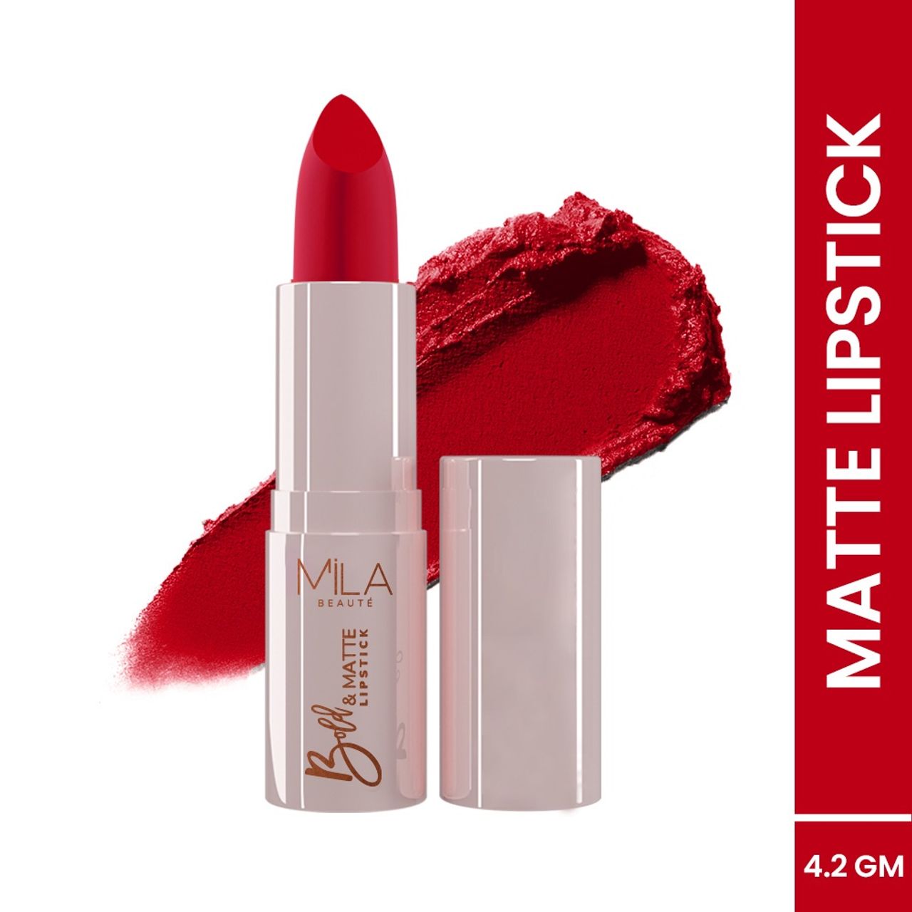 Mila Beaute Bold & Matte Lipstick Highly Pigmented & Soft Matte Finish - 02 Scarlet Seduction