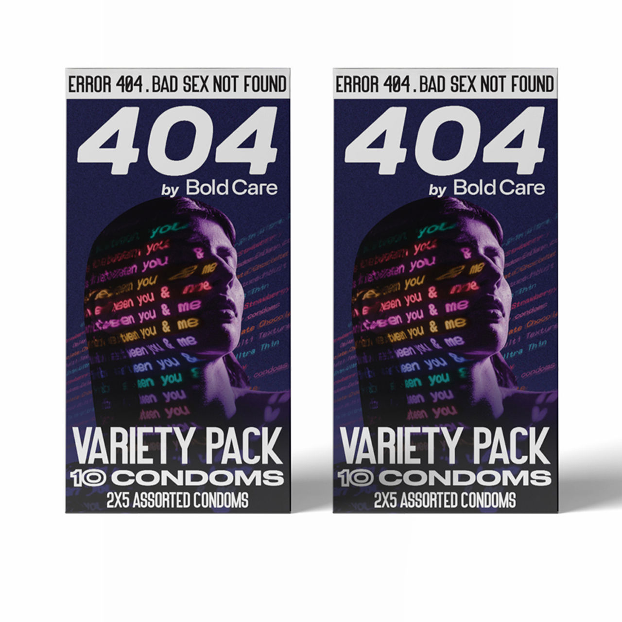 Bold Care 404 By Variety Pack Condoms - Ultra Thin, Multi-Textured, Nano Thin, Chocolate Flavour, & Strawberry Flavoured Condoms 10 pc X 2 Combo