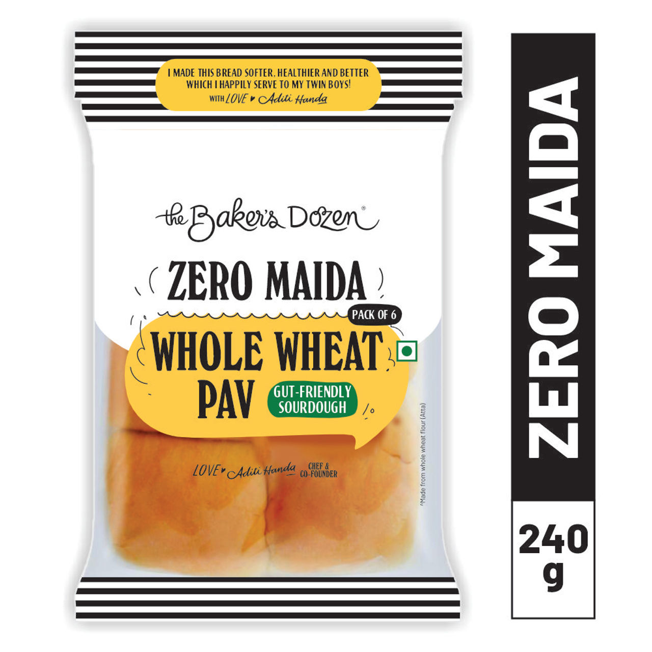 The Baker's Dozen Zero Maida Pav No Palm Oil No Preservative 100% Wholewheat