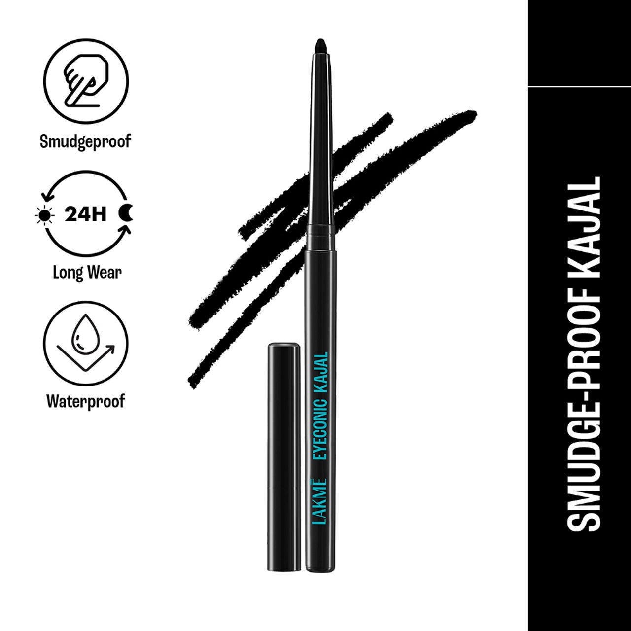 Lakme 9 to 5 Eyeconic Kajal, Smudgeproof, Waterproof, lasts upto 24 Hrs, Black