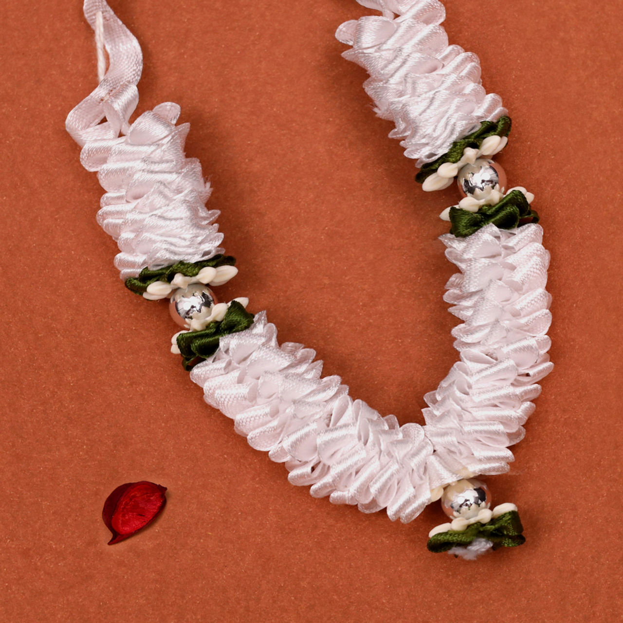 Mayyur Pooja Mala - White | 8 Inch