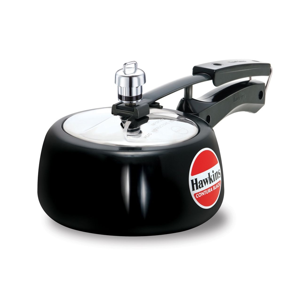 Hawkins 1.5 Litre Contura Black Pressure Cooker Hard Anodised Inner Lid Cooker Small Cooker - Black