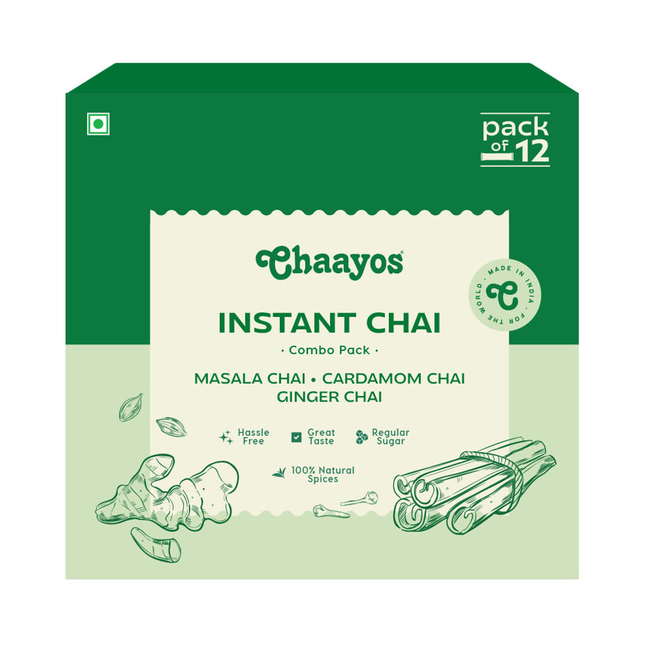 Chaayos Assorted Instant Tea Premix | Elaichi, Ginger & Masala