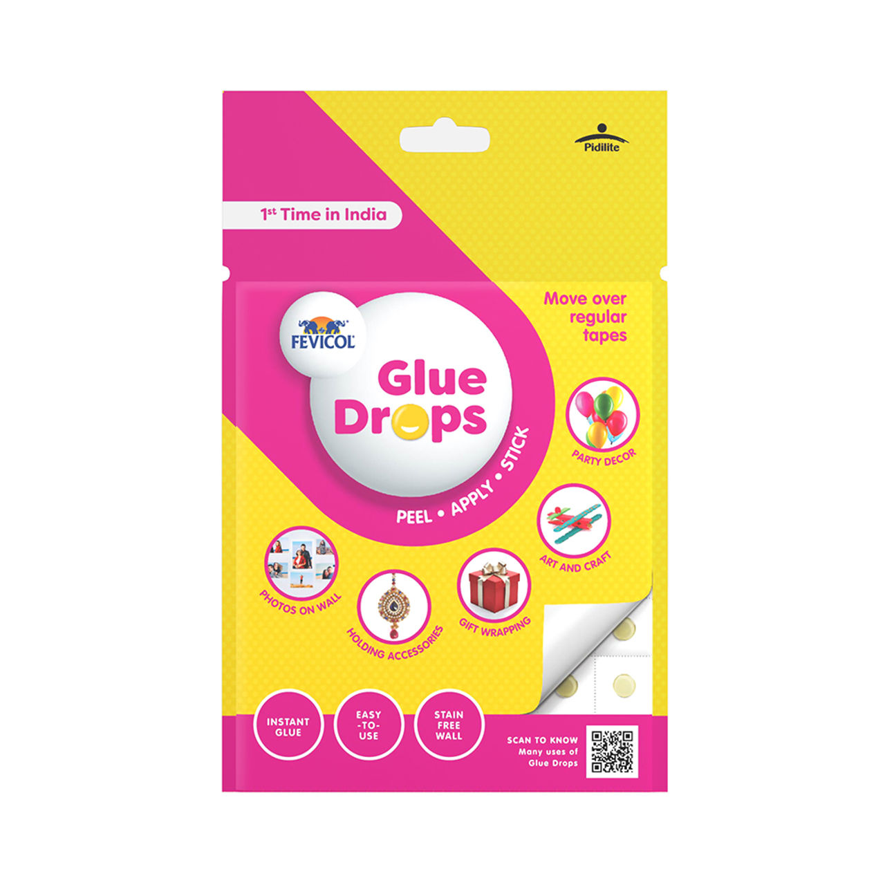 Fevicol Glue Drops For Instant And Non Messy, Easy To Use Just Peel, Apply Stick 3+1 Free 96 Drops 1 pc Combo