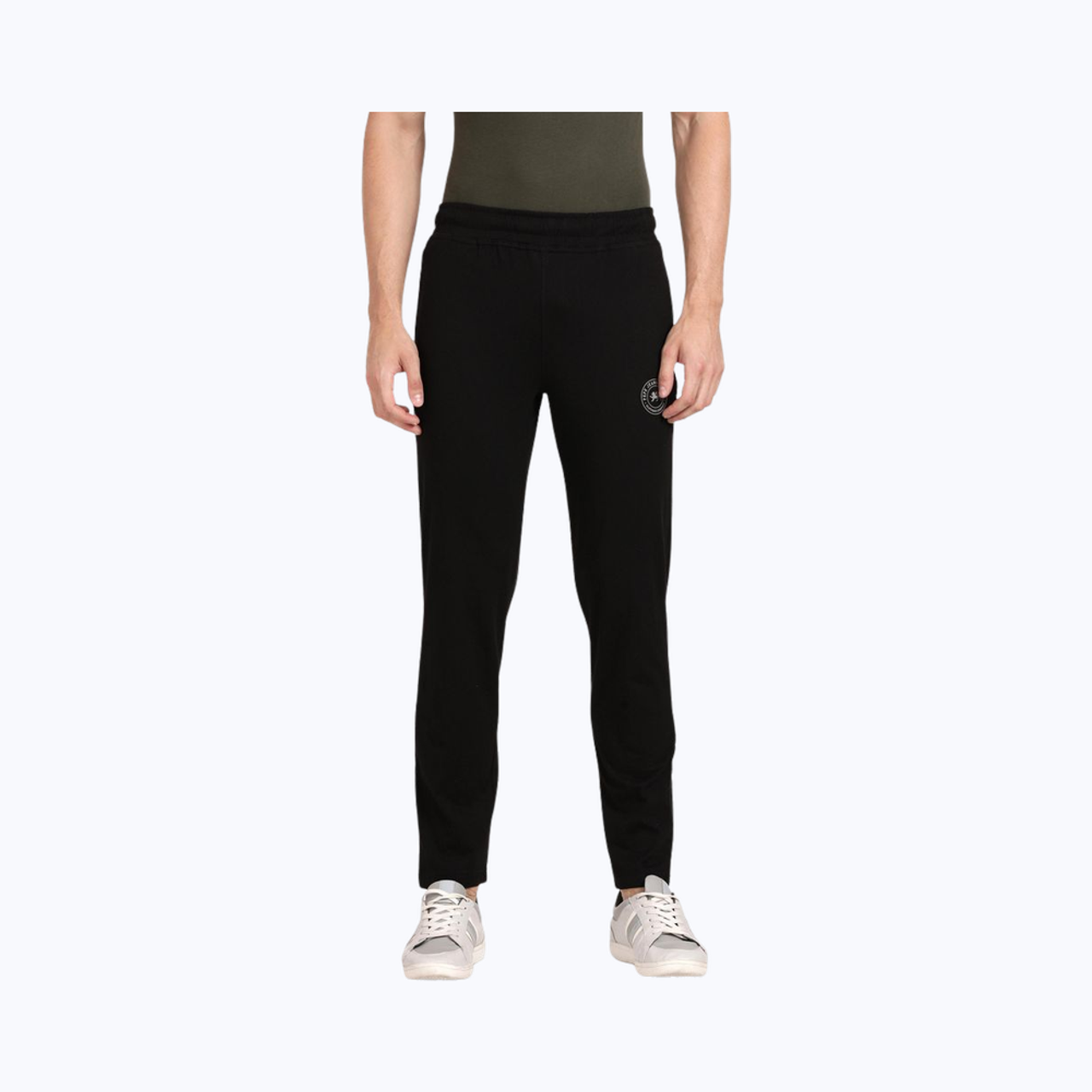 Pepe Jeans Men's Track Pant Cotton Rich Solid Mid-Rise Stretch Fabric Absorbent | Black - L