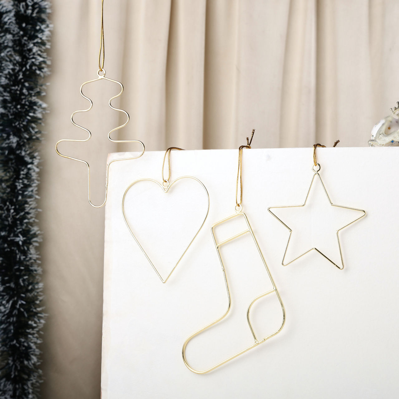 Urban Born Pack Of 4 Metal Assorted Christmas Hanging Ornamnets.