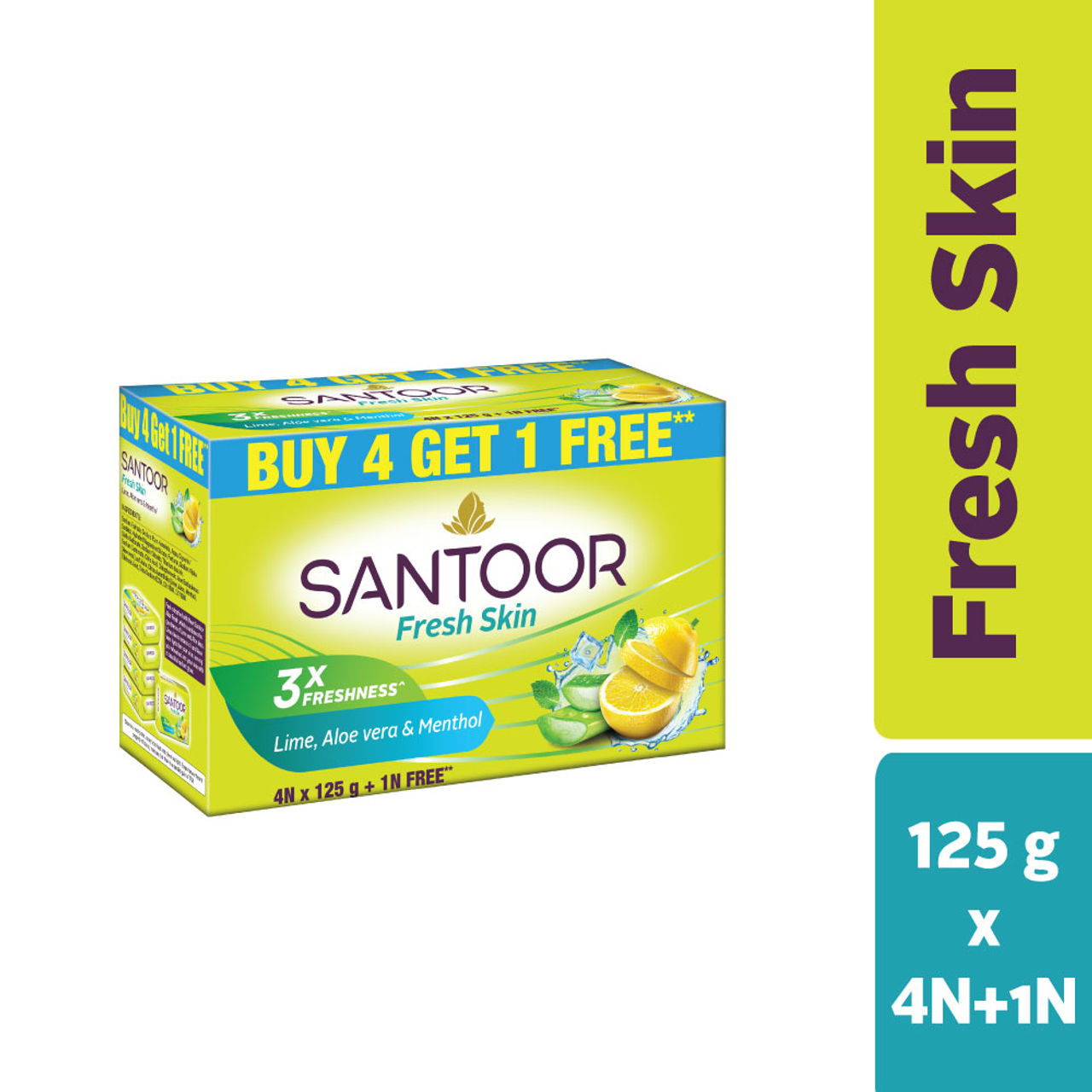 Santoor Fresh Skin Aloe Vera and Lime Bathing Soap With Anti-Aging Properties For All Skin Types