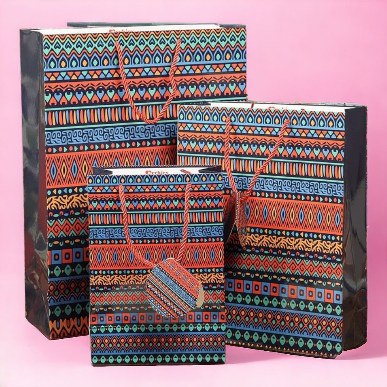 Archies Blue Printed Paper Gift Bag (S, M, L)