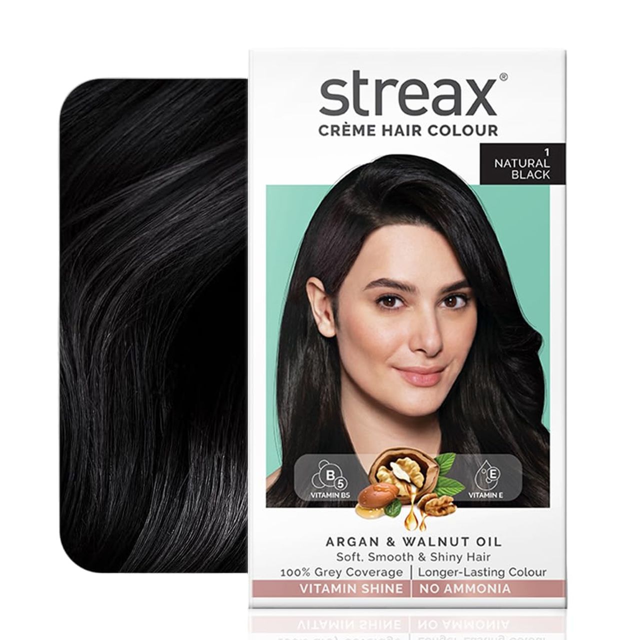 Streax Crème Permanent Hair Colour - 1 Natural Black Hair Colour, 100% Grey coverage, Ammonia Free