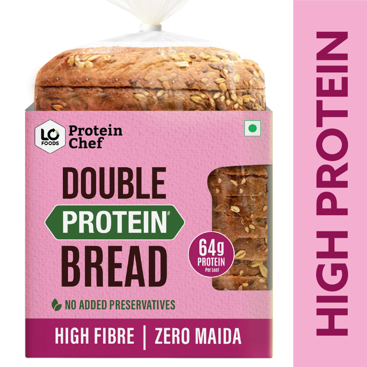 Protein Chef Double Protein Bread (No Maida, Multigrain Brown Bread) - Made with MP Sharbati Wheat