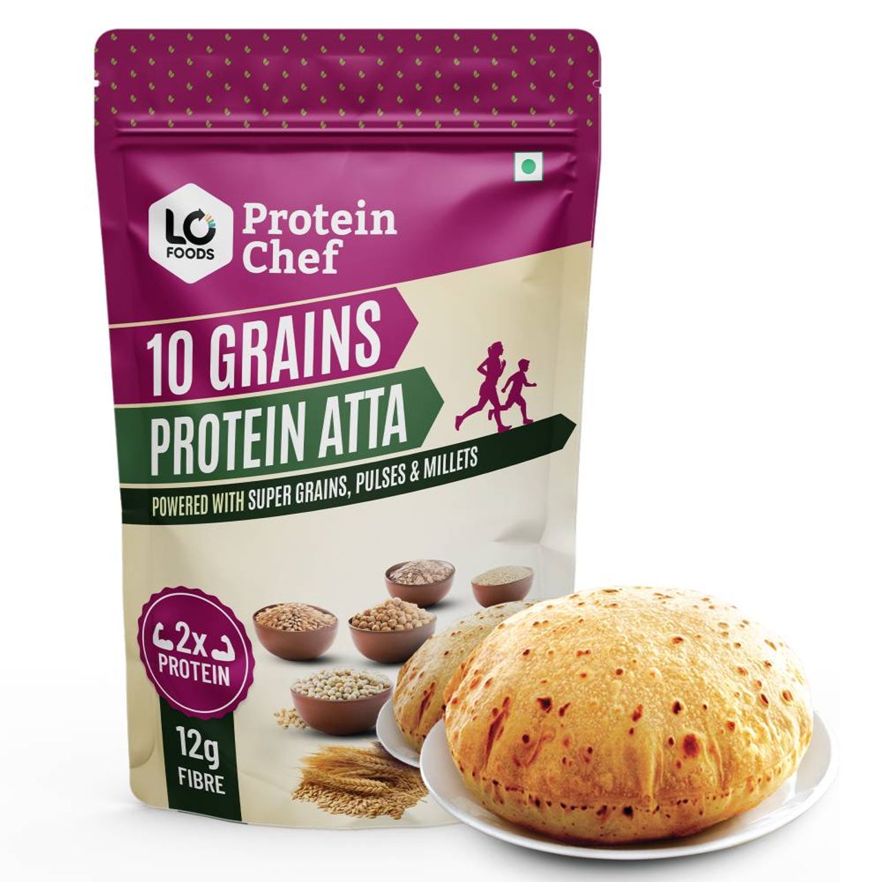 Protein Chef 10 Grain Double Protein Atta- Chakki Multigrain Atta with Millet Jowar Ragi Flour